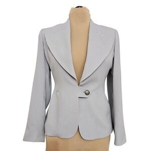 Vintage Zelda Light Gray Tailored Blazer Asymmetrical Button Size 6 USA Office